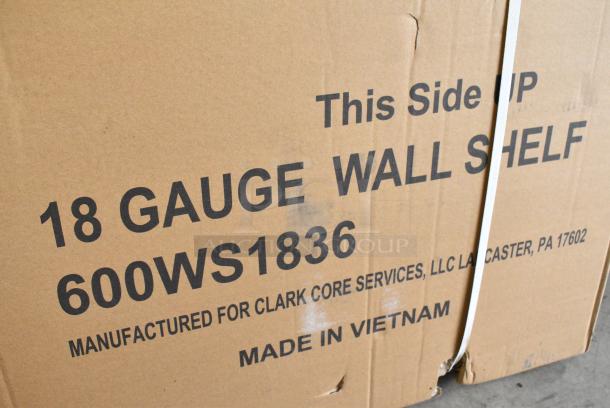 BRAND NEW SCRATCH AND DENT! Regency 600WS1836 18" x 36" 18 Gauge Stainless Steel Solid Wall Shelf - Image 6 of 6