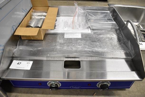 BRAND NEW SCRATCH AND DENT! 2024 Globe Chefmate GEG24 Stainless Steel Commercial Countertop Electric Powered Flat Top Griddle. 208/240 Volts, 1 Phase. - Image 1 of 11