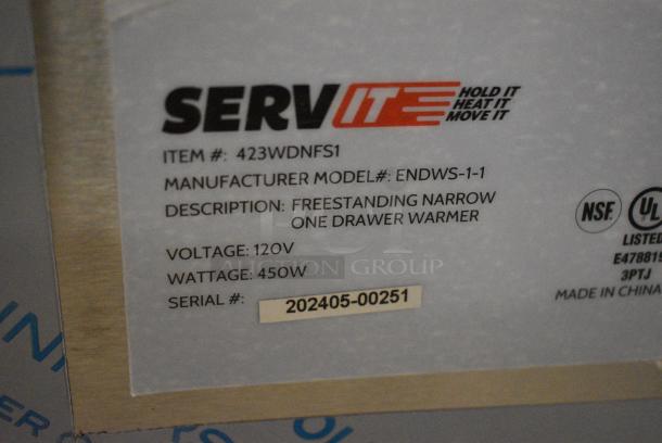 BRAND NEW SCRATCH AND DENT! 2024 ServIt 423WDNFS1 Stainless Steel Commercial Single Narrow Freestanding Drawer Warmer. 120 Volts, 1 Phase. Tested and Working! - Image 7 of 8