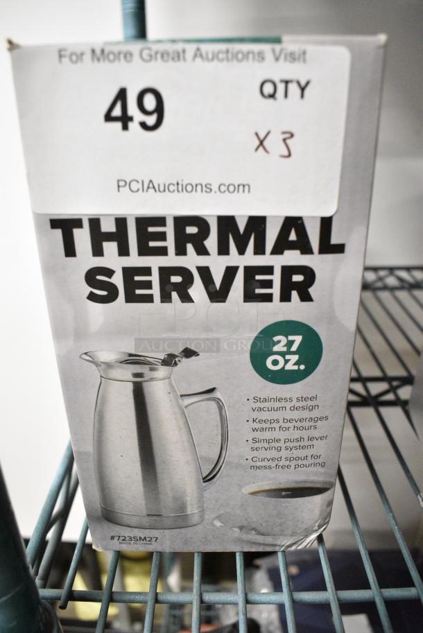 3 BRAND NEW SCRATCH AND DENT! Choice 723SM27 27 oz. Stainless Steel Insulated Thermal Coffee Server. 3 Times Your Bid! - Image 5 of 7