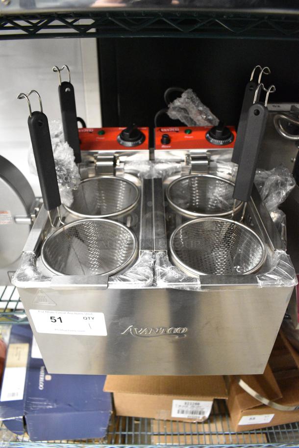 BRAND NEW SCRATCH AND DENT! 2023 Avantco 177PC102 Stainless Steel 2 Gallon / 8 Liter Electric Countertop Two Section Pasta Cooker. 120 Volts, 1 Phase. - Image 1 of 9