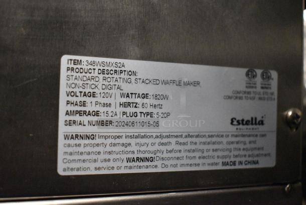 BRAND NEW SCRATCH AND DENT! 2024 Estella 348WSMXS2A Stainless Steel Stacked Waffle Maker. 120 Volts, 1 Phase. Tested and Working! - Image 9 of 10