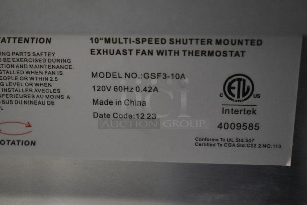 BRAND NEW SCRATCH AND DENT! Canarm GSF3-10A 10" 3-Speed Shutter-Mounted Fan. 120 Volts, 1 Phase. - Image 7 of 8