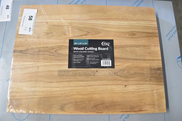 3 BRAND NEW SCRATCH AND DENT! Choice 407WCB2015 20" x 15" x 1 3/4" Wood Cutting Board with Squared Edges. 3 Times Your Bid! - Image 1 of 6