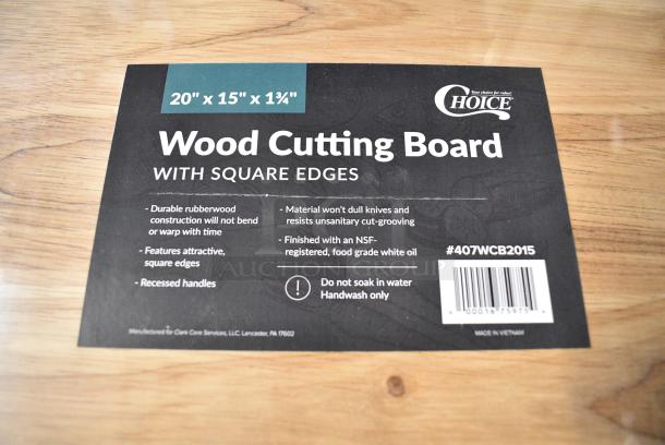 3 BRAND NEW SCRATCH AND DENT! Choice 407WCB2015 20" x 15" x 1 3/4" Wood Cutting Board with Squared Edges. 3 Times Your Bid! - Image 5 of 6