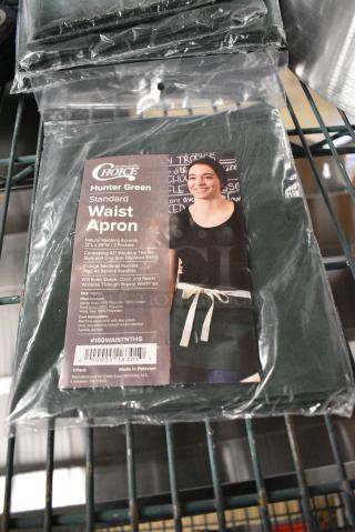 10 BRAND NEW SCRATCH AND DENT! Choice 160WAISTNTHG Hunter Green Waist Apron with Natural Webbing and 3 Pockets - 12" x 26". 10 Times Your Bid!