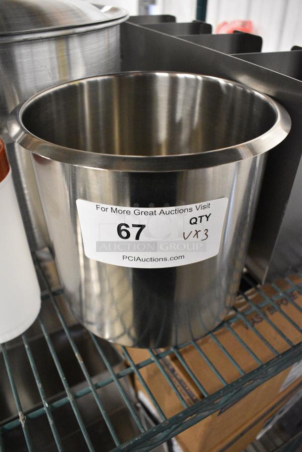 3 BRAND NEW SCRATCH AND DENT! Items Including 1761QBUB Choice 1 Qt. Backup Container with Brown Cap, Metal Stock Pot w Lid and Stainless Steel Cylindrical Bin. 3 Times Your Bid! - Image 2 of 5