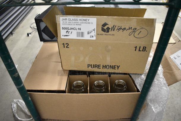 2 BRAND NEW SCRATCH AND DENT! Boxes of Jars Including 500GJHCL16 12 oz. (16 oz. Honey Weight) Classic Queenline Glass Honey Jar - 12/Case and Libbey 92129 33.5 oz. Glass Milk Bottle - 24/Case. 2 Times Your Bid! - Image 4 of 5