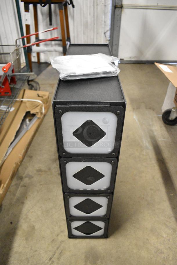 2 BRAND NEW SCRATCH AND DENT! KleanTake Black Poly 4 Compartment Cup Dispenser. 2 Times Your Bid! - Image 1 of 7