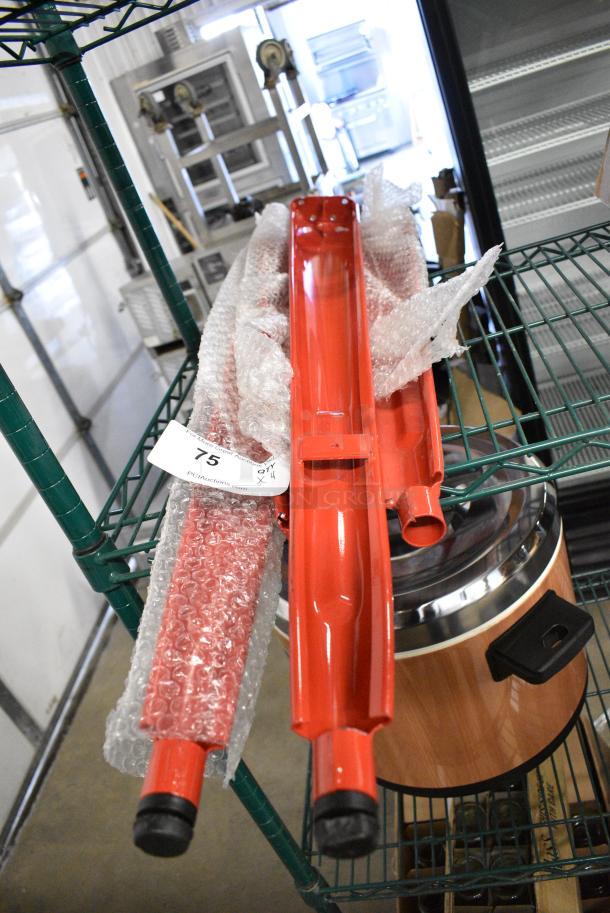 BRAND NEW SCRATCH AND DENT! Lot of 4 Red Metal Table Legs. - Image 4 of 4