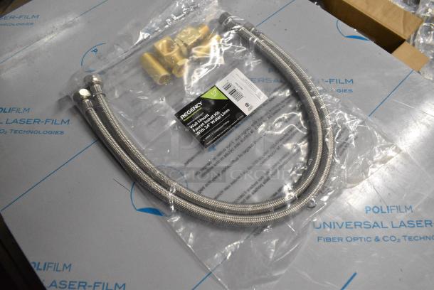 5 BRAND NEW SCRATCH AND DENT! Regency 600FIK38COMPHOSEKIT Faucet Installation Kit with 24" Stainless Steel Hoses and 1/2" NPSM x 3/8" Compression Female Fittings. 5 Times Your Bid! - Image 2 of 6