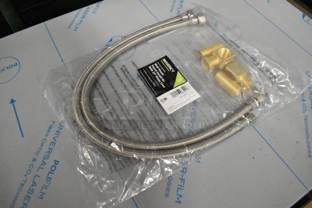 5 BRAND NEW SCRATCH AND DENT! Regency 600FIK38COMPHOSEKIT Faucet Installation Kit with 24" Stainless Steel Hoses and 1/2" NPSM x 3/8" Compression Female Fittings. 5 Times Your Bid! - Image 3 of 6