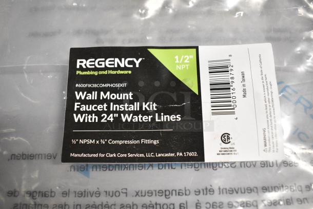 5 BRAND NEW SCRATCH AND DENT! Regency 600FIK38COMPHOSEKIT Faucet Installation Kit with 24" Stainless Steel Hoses and 1/2" NPSM x 3/8" Compression Female Fittings. 5 Times Your Bid! - Image 5 of 6