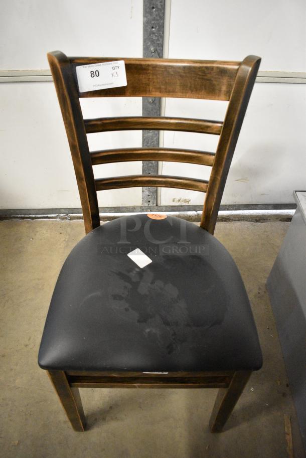 3 BRAND NEW SCRATCH AND DENT! Lancaster Table & Seating Wooden Dining Height Chair w/ Black Seat Cushion. 3 Times Your Bid! - Image 1 of 6