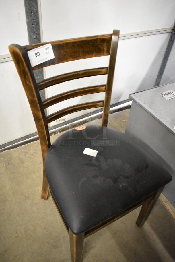 3 BRAND NEW SCRATCH AND DENT! Lancaster Table & Seating Wooden Dining Height Chair w/ Black Seat Cushion. 3 Times Your Bid! - Image 2 of 6