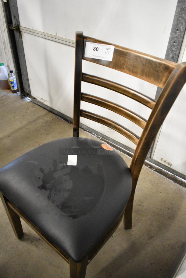 3 BRAND NEW SCRATCH AND DENT! Lancaster Table & Seating Wooden Dining Height Chair w/ Black Seat Cushion. 3 Times Your Bid! - Image 3 of 6