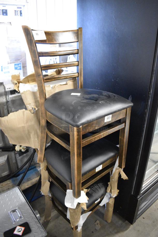 3 BRAND NEW SCRATCH AND DENT! Lancaster Table & Seating Wooden Dining Height Chair w/ Black Seat Cushion. 3 Times Your Bid! - Image 6 of 6