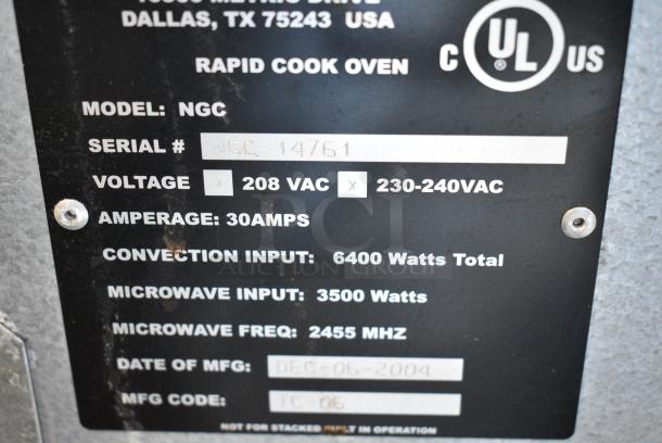 Turbochef NGC Stainless Steel Commercial Electric Powered Countertop Rapid Cook Oven. 208/240 Volts, 1 Phase. - Image 7 of 8