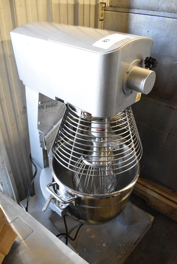 BRAND NEW SCRATCH AND DENT! 2024 PrepLine PHLM-30B-T Metal Commercial Floor Style 30 Quart Planetary Dough Mixer w/ Stainless Steel Mixing Bowl, Bowl Guard, Whisk and Paddle Attachments. 110 Volts, 1 Phase. Tested and Working! - Image 2 of 8