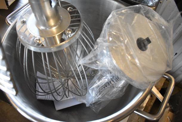 BRAND NEW SCRATCH AND DENT! 2024 PrepLine PHLM-30B-T Metal Commercial Floor Style 30 Quart Planetary Dough Mixer w/ Stainless Steel Mixing Bowl, Bowl Guard, Whisk and Paddle Attachments. 110 Volts, 1 Phase. Tested and Working! - Image 6 of 8