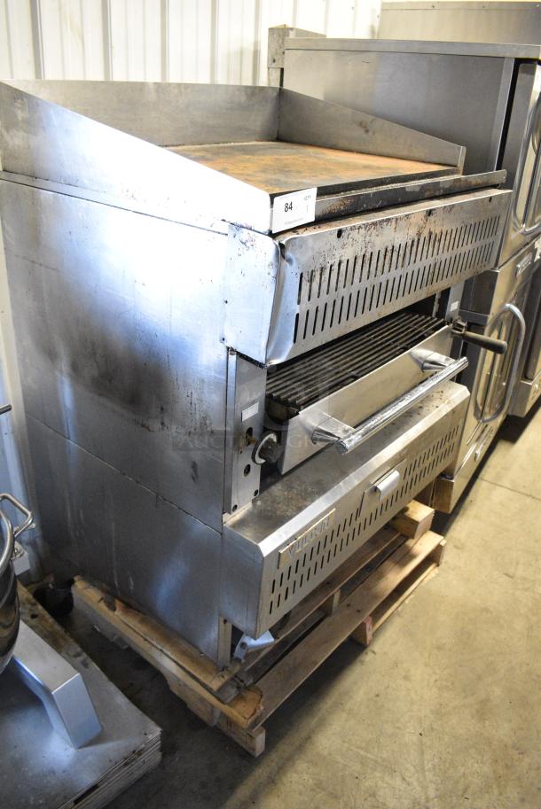 Vulcan Stainless Steel Commercial Natural Gas Powered Flat Top Griddle w/ Cheese Melter. - Image 2 of 9