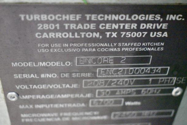 Turbochef Encore 2 Metal Commercial Countertop Electric Powered Rapid Cook Oven. 208/240 Volts, 1 Phase. - Image 7 of 9
