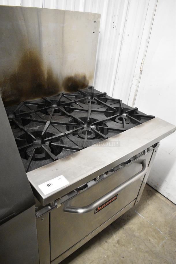 Sierra Stainless Steel Commercial Natural Gas Powered 6 Burner Range w/ Oven and Back Splash. - Image 2 of 10