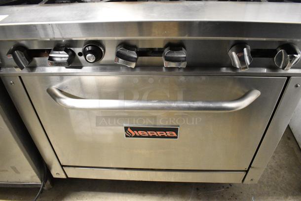 Sierra Stainless Steel Commercial Natural Gas Powered 6 Burner Range w/ Oven and Back Splash. - Image 6 of 10
