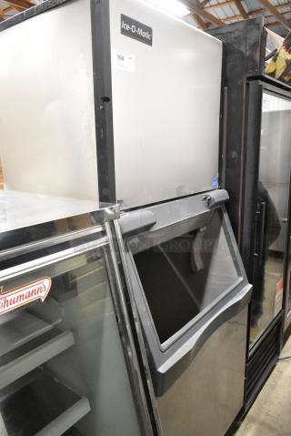 Ice O Matic Stainless Steel Commercial Ice Head on Commercial Bin. 208-230 Volts, 1 Phase. - Item #1177909