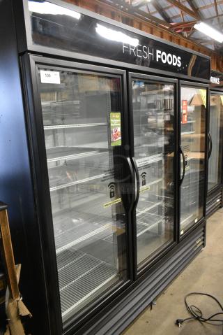 2016 True GDM-72-HC Metal Commercial 3 Door Reach In Cooler Merchandiser w/ Poly Coated Racks. 115 Volts, 1 Phase. Tested and Working!
