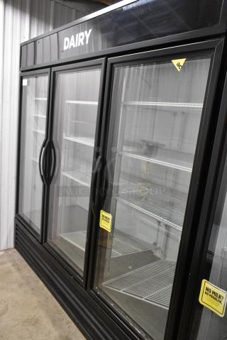 2016 True GDM-72-HC Metal Commercial 3 Door Reach In Cooler Merchandiser w/ Poly Coated Racks. 115 Volts, 1 Phase. Tested and Working!