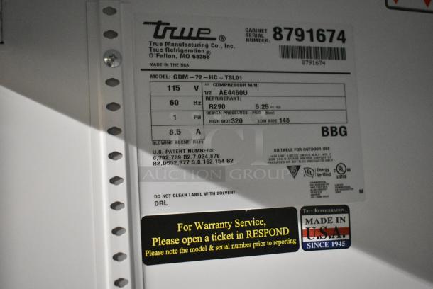 2016 True GDM-72-HC Metal Commercial 3 Door Reach In Cooler Merchandiser w/ Poly Coated Racks. 115 Volts, 1 Phase. Tested and Working! - Image 7 of 7