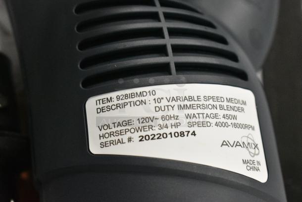 BRAND NEW SCRATCH AND DENT! AvaMix 928IBMD10 10" Medium-Duty Variable Speed Immersion Blender - 3/4 hp. 120 Volts, 1 Phase. - Image 8 of 9