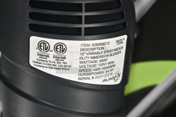 5 BRAND NEW SCRATCH AND DENT! AvaMix 928IBMD12 12" Medium-Duty Variable Speed Immersion Blender - 3/4 hp. 120 Volts, 1 Phase. 5 Times Your Bid! - Image 10 of 19