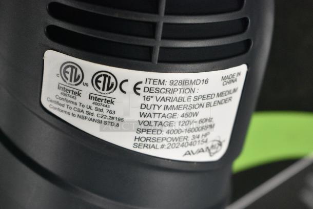 5 BRAND NEW SCRATCH AND DENT! AvaMix 928IBMD16 16" Medium-Duty Variable Speed Immersion Blender - 3/4 hp. 120 Volts, 1 Phase. 5 Times Your Bid! - Image 11 of 19