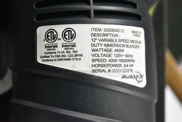 3 BRAND NEW SCRATCH AND DENT! AvaMix 928IBMD12 12" Medium-Duty Variable Speed Immersion Blender - 3/4 hp, AvaMix 928IBMD16 16" Medium-Duty Variable Speed Immersion Blender - 3/4 hp. 120 Volts, 1 Phase. 3 Times Your Bid! - Image 10 of 18