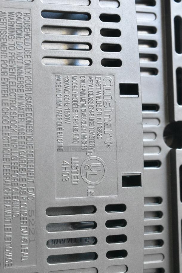 Cuisinart CPT-180 Metal Countertop 4 Slot Toaster. 120 Volts, 1 Phase. - Image 7 of 7