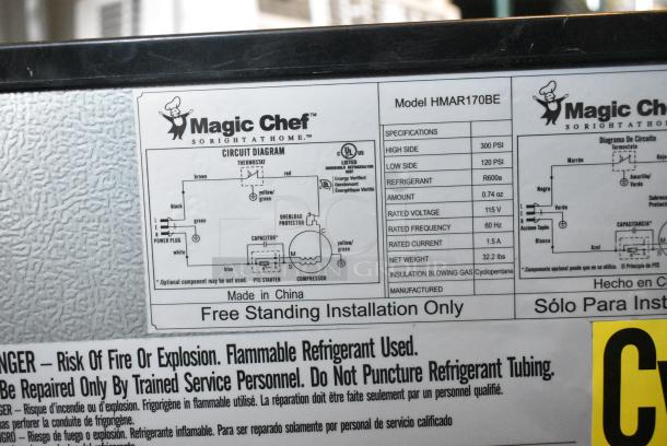 Magic Chef HMAR170BE Mini Cooler. 115 Volts, 1 Phase. Tested and Working! - Image 6 of 8