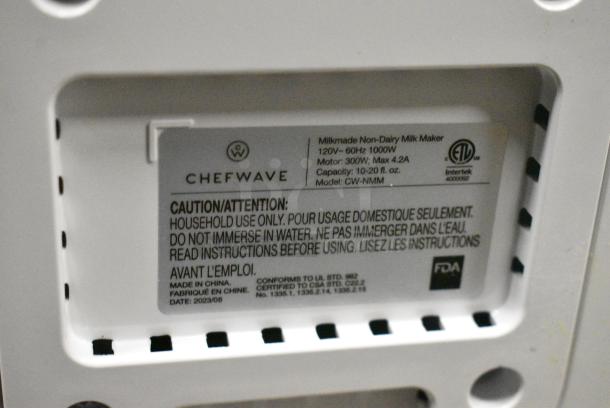 Chefwave CW-NMM Milkmade Non-Dairy Milk Maker with 6 Plant-Based Programs. 120 Volts, 1 Phase. - Image 7 of 7