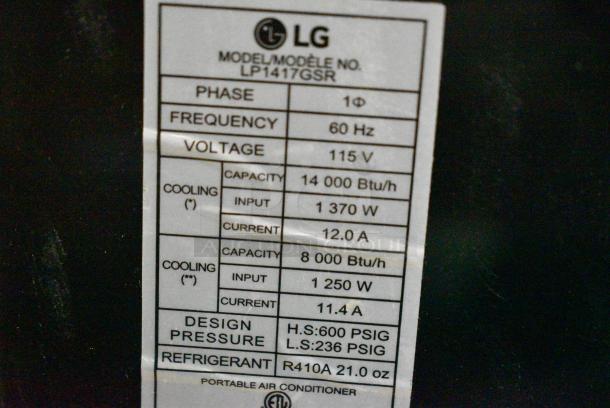 2 LG LP0621WSR / LG LP1417GSR Portable Air Conditioner. 115 Volts, 1 Phase. 2 Times Your Bid! Tested and Working! - Image 8 of 8