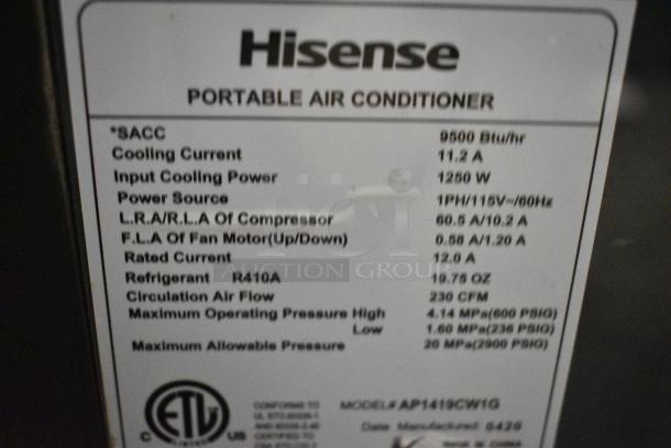 2 Toshiba RAC-PD0812CRRU / Hisense AP1419CW1G Portable Air Conditioner. 115 Volts, 1 Phase. 2 Times Your Bid! Tested and Working! - Image 6 of 7