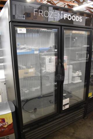 2019 True GDM-49F-HC Metal Commercial 2 Door Reach In Freezer Merchandiser. 115/208-230 Volts, 1 Phase. Tested and Working!