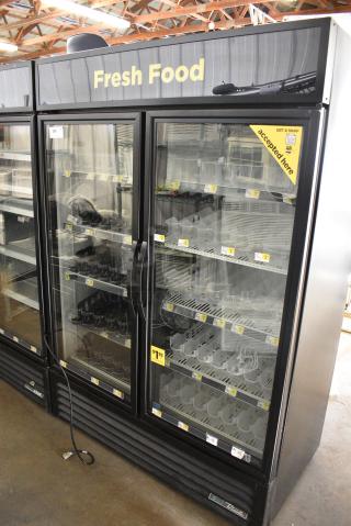 2018 True GDM-49-HC Metal Commercial 2 Door Reach In Cooler Merchandiser w/ Poly Coated Racks. 115 Volts, 1 Phase. Tested and Working!