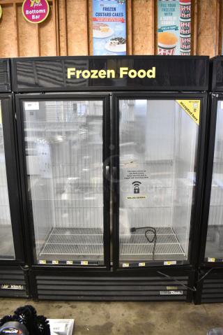 2018 True GDM-49F-HC Metal Commercial 2 Door Reach In Freezer Merchandiser. 115/208-230 Volts, 1 Phase. Tested and Working!