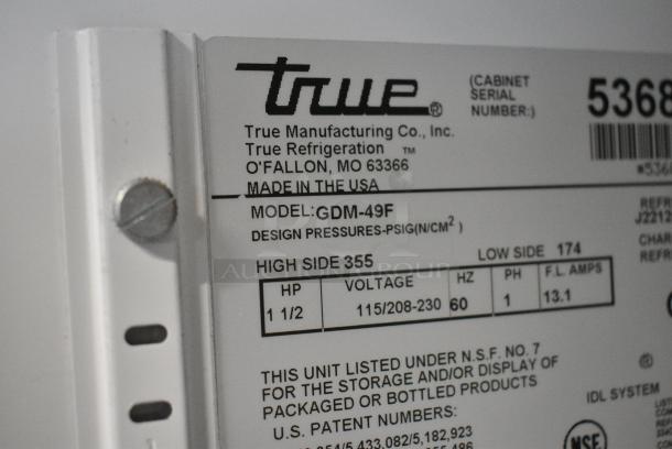 2018 True GDM-49F Metal Commercial 2 Door Reach In Freezer Merchandiser. 115/208-230 Volts, 1 Phase. Tested and Working! - Image 10 of 11