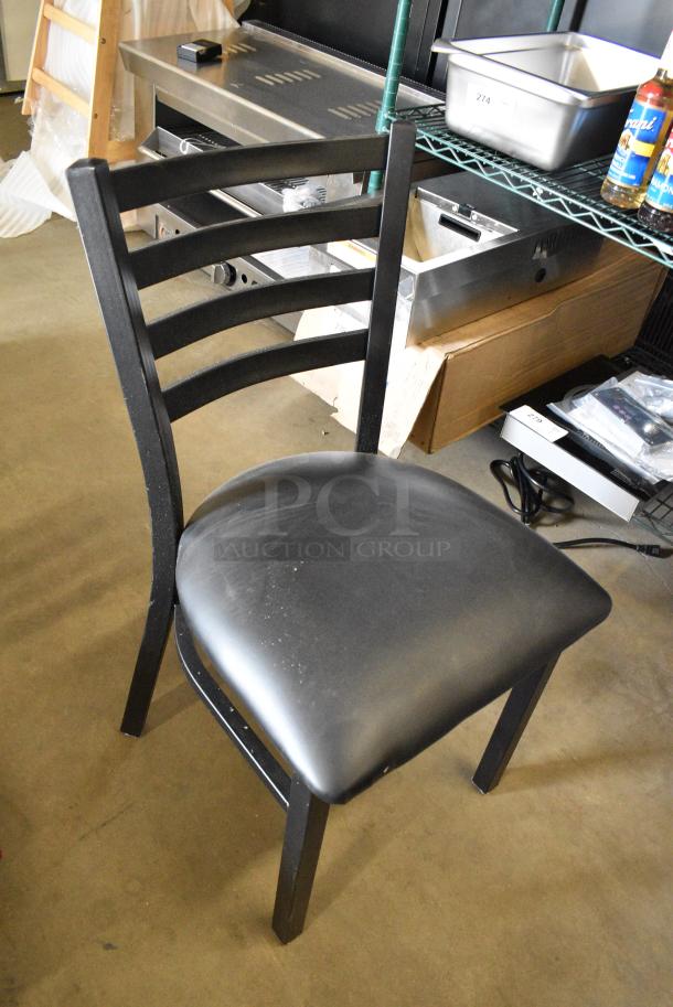 36 BRAND NEW SCRATCH AND DENT! Lancaster Table & Seating 164CMTLADFR Black Finish Ladder Back Chair with 2 1/2" Black Vinyl Padded Seat. 36 Times Your Bid! - Image 2 of 8