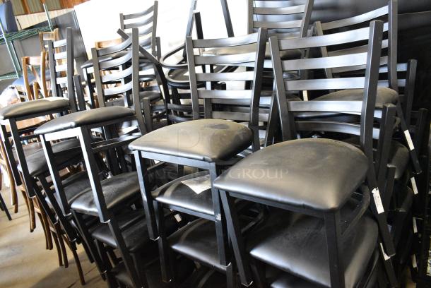 36 BRAND NEW SCRATCH AND DENT! Lancaster Table & Seating 164CMTLADFR Black Finish Ladder Back Chair with 2 1/2" Black Vinyl Padded Seat. 36 Times Your Bid! - Image 6 of 8
