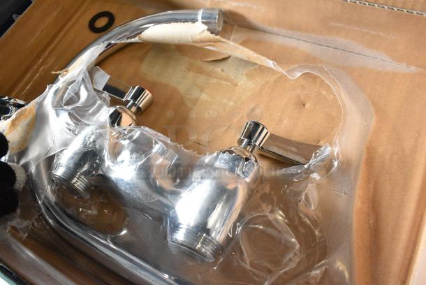 BRAND NEW SCRATCH AND DENT! Waterloo 750FD48G Deck Mount Faucet with 8" Gooseneck Spout and 4" Centers - Image 2 of 6