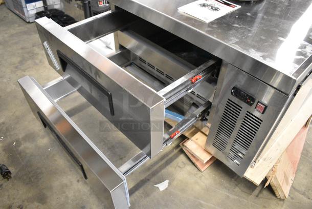 BRAND NEW SCRATCH AND DENT! 2025 Avantco 178CBE36HC Stainless Steel Commercial 2 Drawer Refrigerated Chef Base. 115 Volts, 1 Phase. Tested and Working! - Image 5 of 7