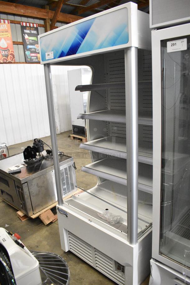 BRAND NEW SCRATCH AND DENT! Avantco 189WVAC36HC 36" White Refrigerated Air Curtain Merchandiser on Commercial Casters. 115 Volts, 1 Phase. Tested and Working! - Image 1 of 12